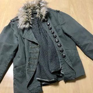 オリーブグリーン モッズコート ファー付き ジャケット・アウター