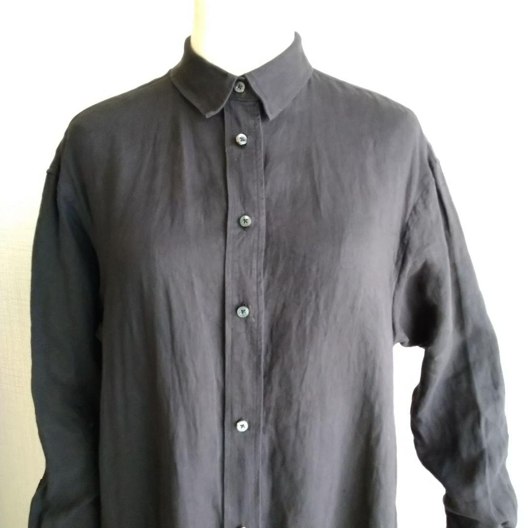 ラウンジドレス ワンピース ロング リネン シャツ 麻 レディース 長袖 S