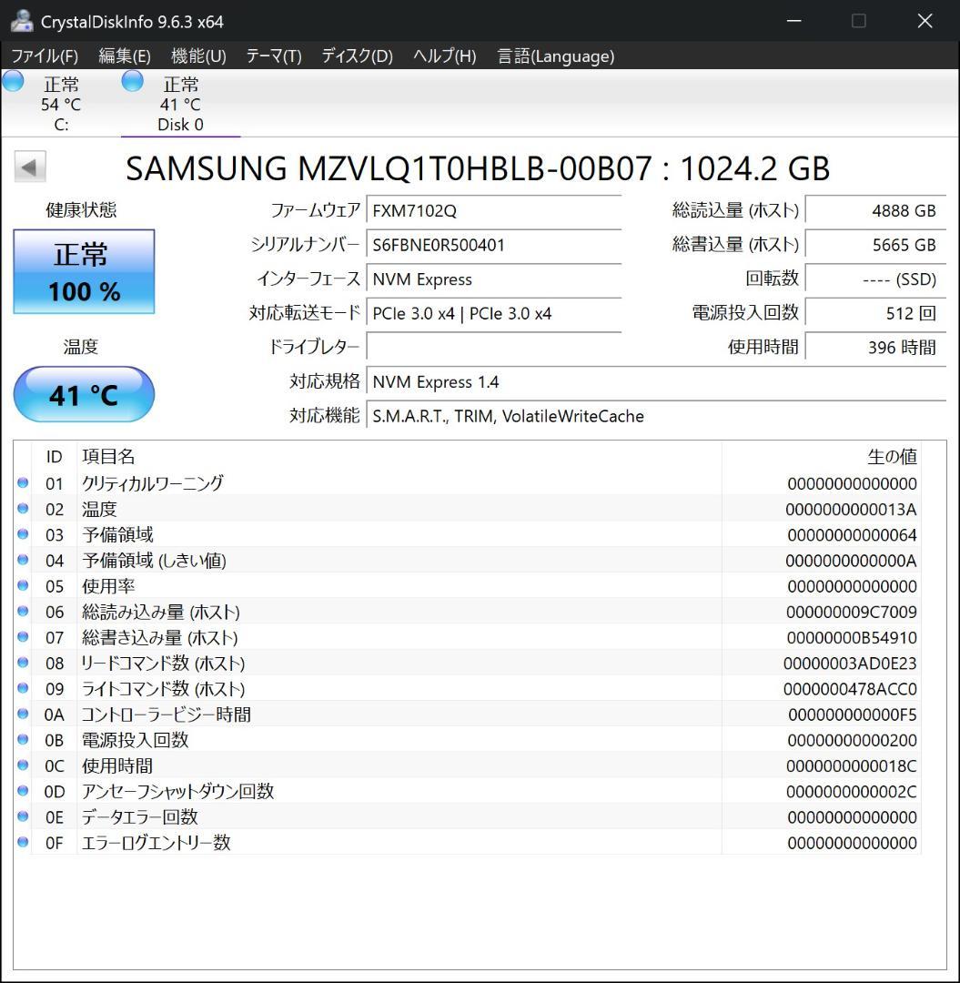 【中古】Samsung MZVLQ1T0HBLB-00B07 1TB SSD