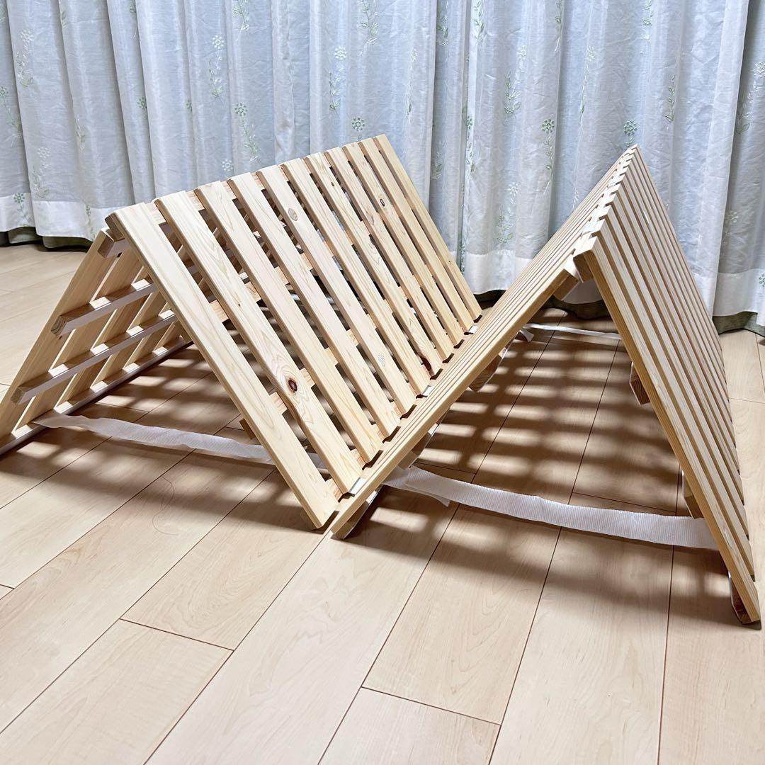即日配送⭐︎木製 折りたたみ式 すのこベッド ひのき タンスのゲン 檜 シングル