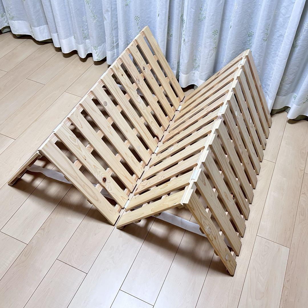 即日配送⭐︎木製 折りたたみ式 すのこベッド ひのき タンスのゲン 檜 シングル