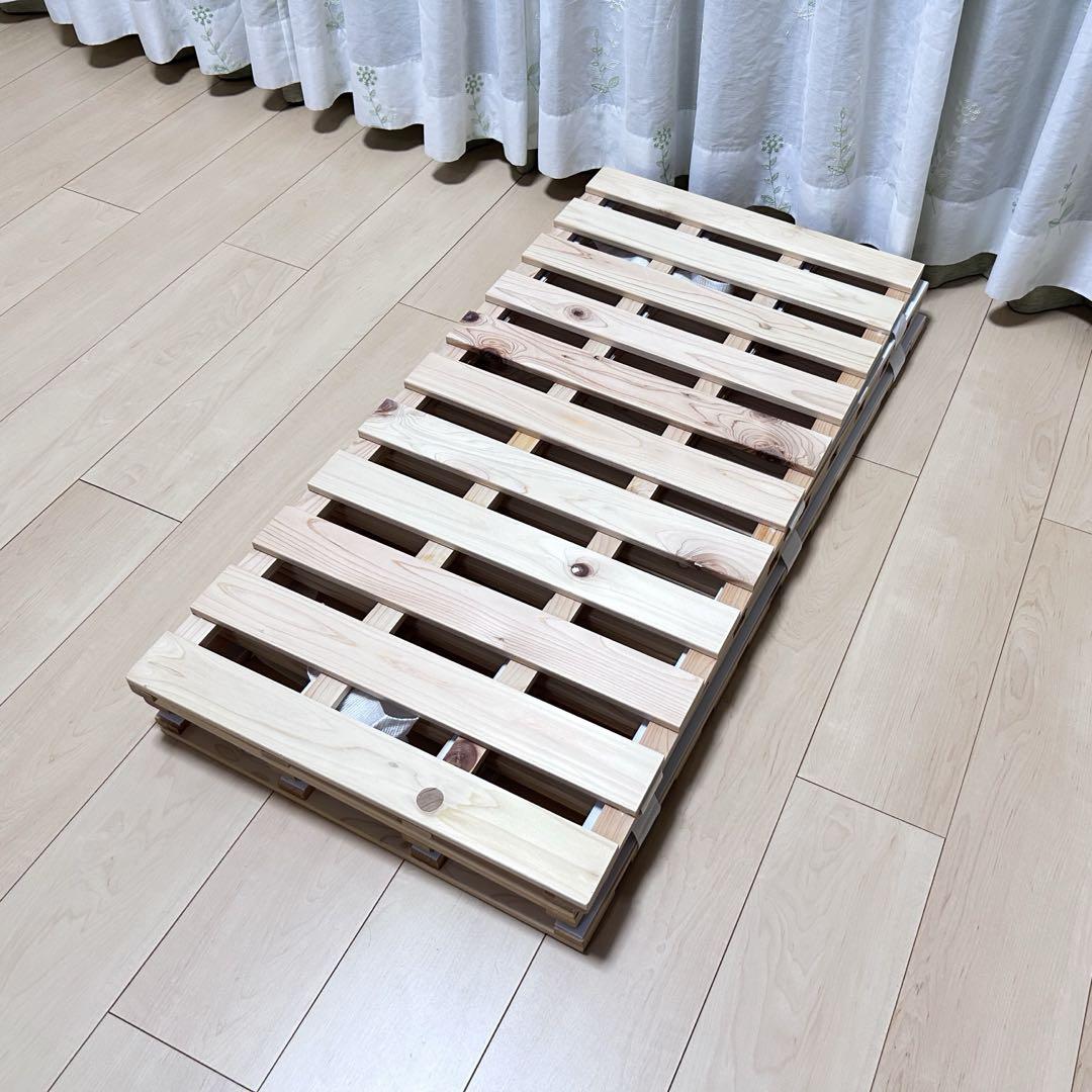 即日配送⭐︎木製 折りたたみ式 すのこベッド ひのき タンスのゲン 檜 シングル