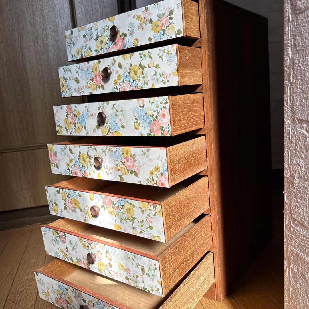 激レア】昭和レトロポップ 花柄 引き出し 7段 当時物 古道具 | axentit