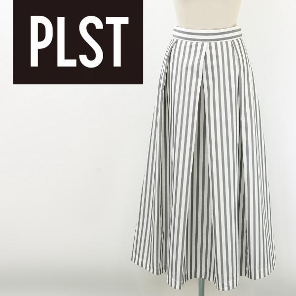 B6062■PLST プラステ ウォッシャブル タックフレアスカート L