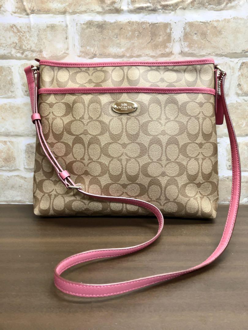 【超美品】COACH コーチ　クラスボディバッグ　ブラウン×ピンク
