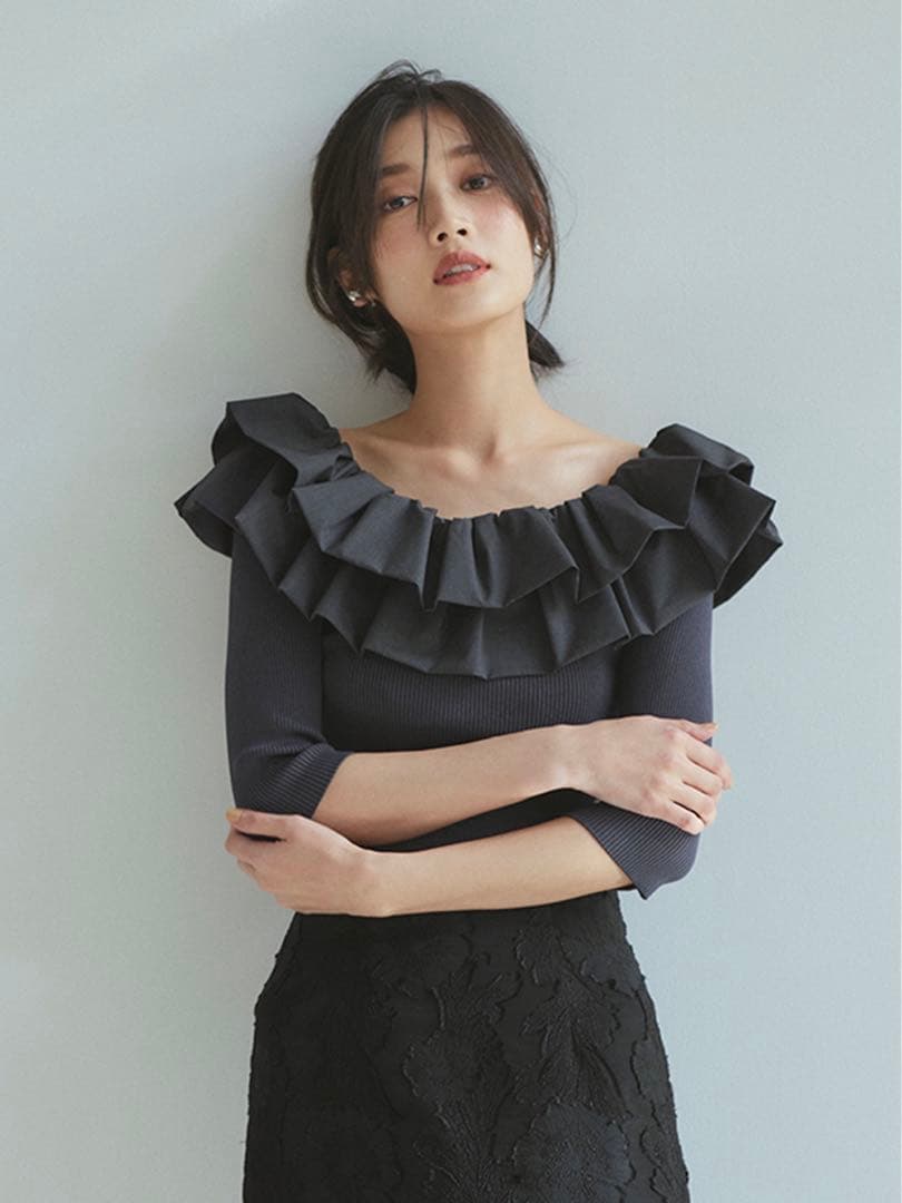 2022年のクリスマス 新品未使用FRAY アイディー)フリルコンビオフ