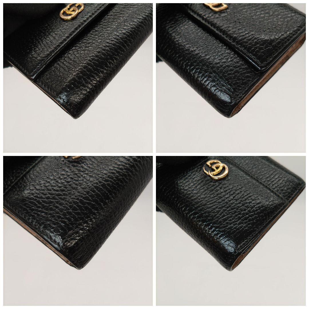 GUCCI 三つ折り財布 GGマーモントレザー 黒 546584 - メルカリ