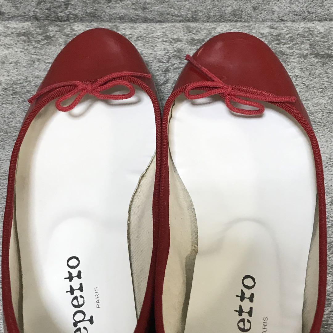 【美品】repetto★37★サンドリオン★エナメル★バレエシューズ★赤★リボン repetto【37.5】サンドリオン エナメル バレエシューズ 赤