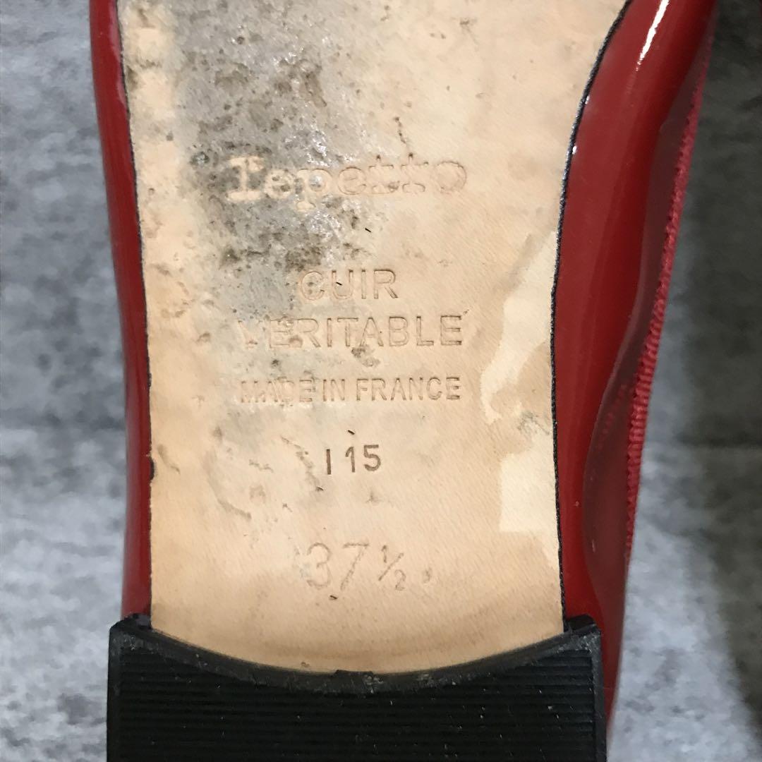 【美品】repetto★37★サンドリオン★エナメル★バレエシューズ★赤★リボン repetto【37.5】サンドリオン エナメル バレエシューズ 赤