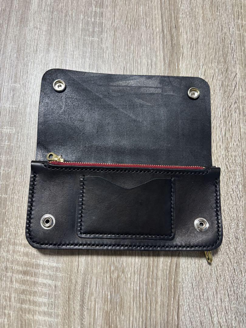 ロングトラッカーウォレット　三層　牛革　ハンドメイド　レザークラフト