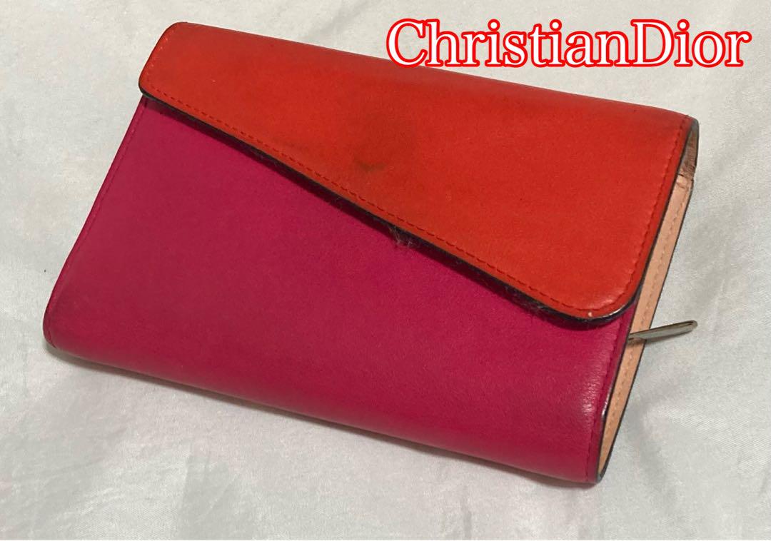 豪華 レア」クリスチャンディオール C. Dior レザー バイカラー財布 箱付 小物