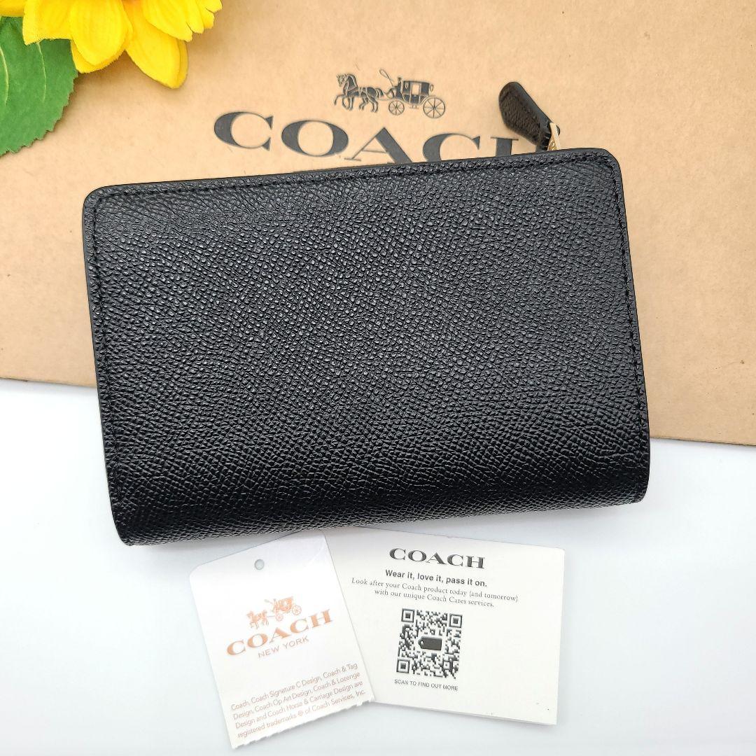 女性が喜ぶ♪ COACH 折り財布 カード入れ 小銭入れ お札入れ ブラック 新品 小物
