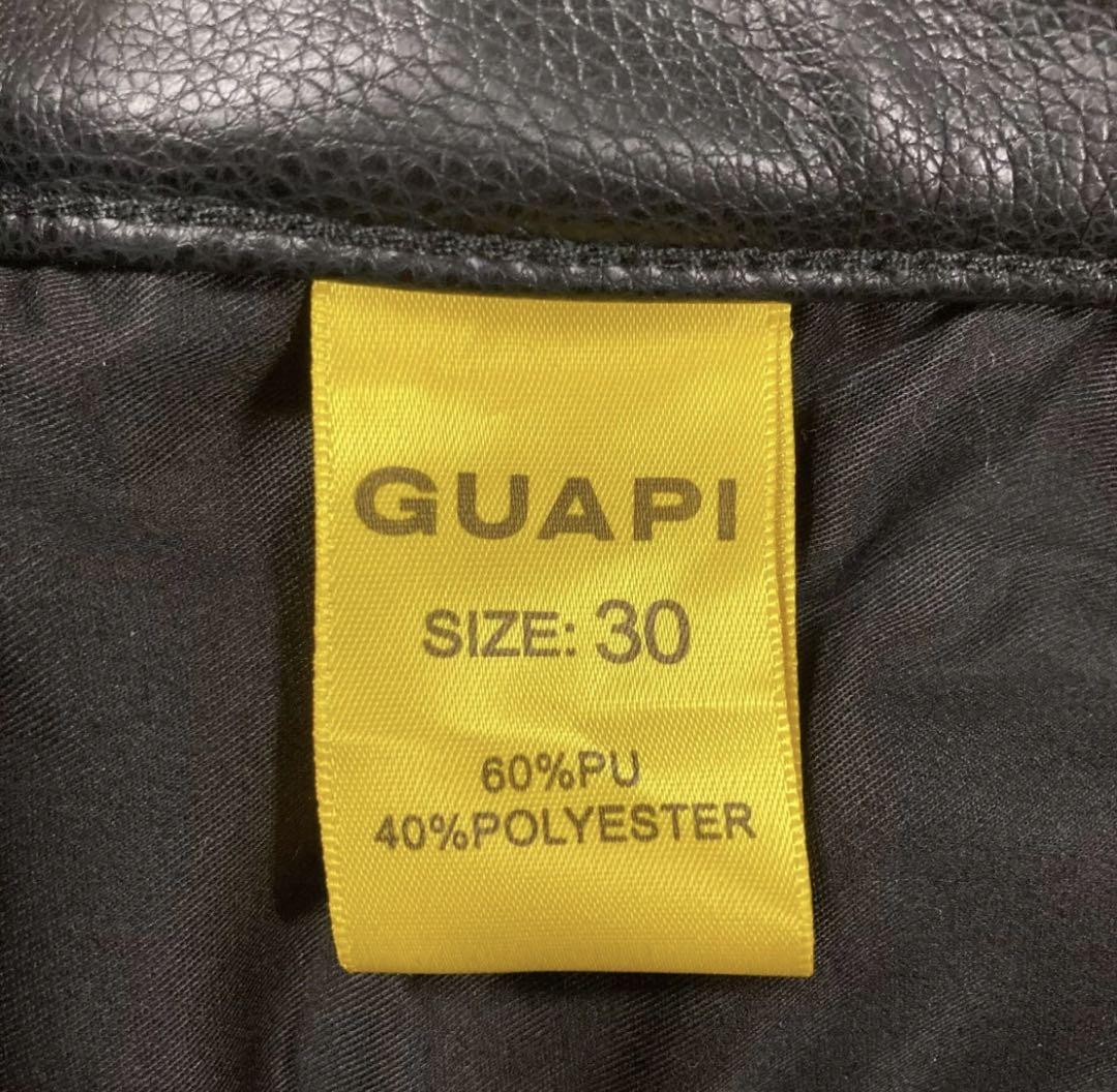 GUAPI グアピ　フェイクレザーパンツ　フレアパンツ　スキニーパンツ　30