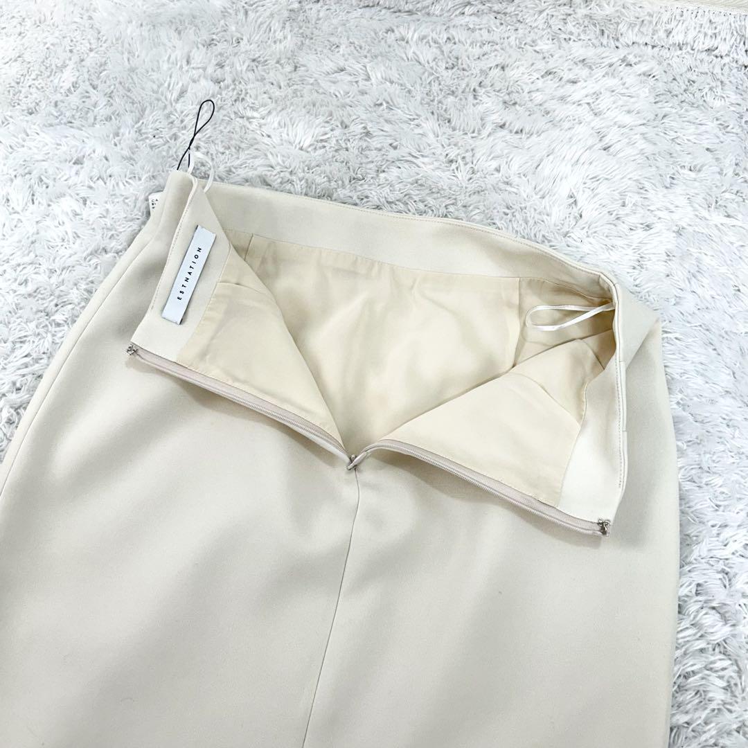 タグ付き✨美品✨エストネーション Vネックノーカラースーツ　38 ベージュ系