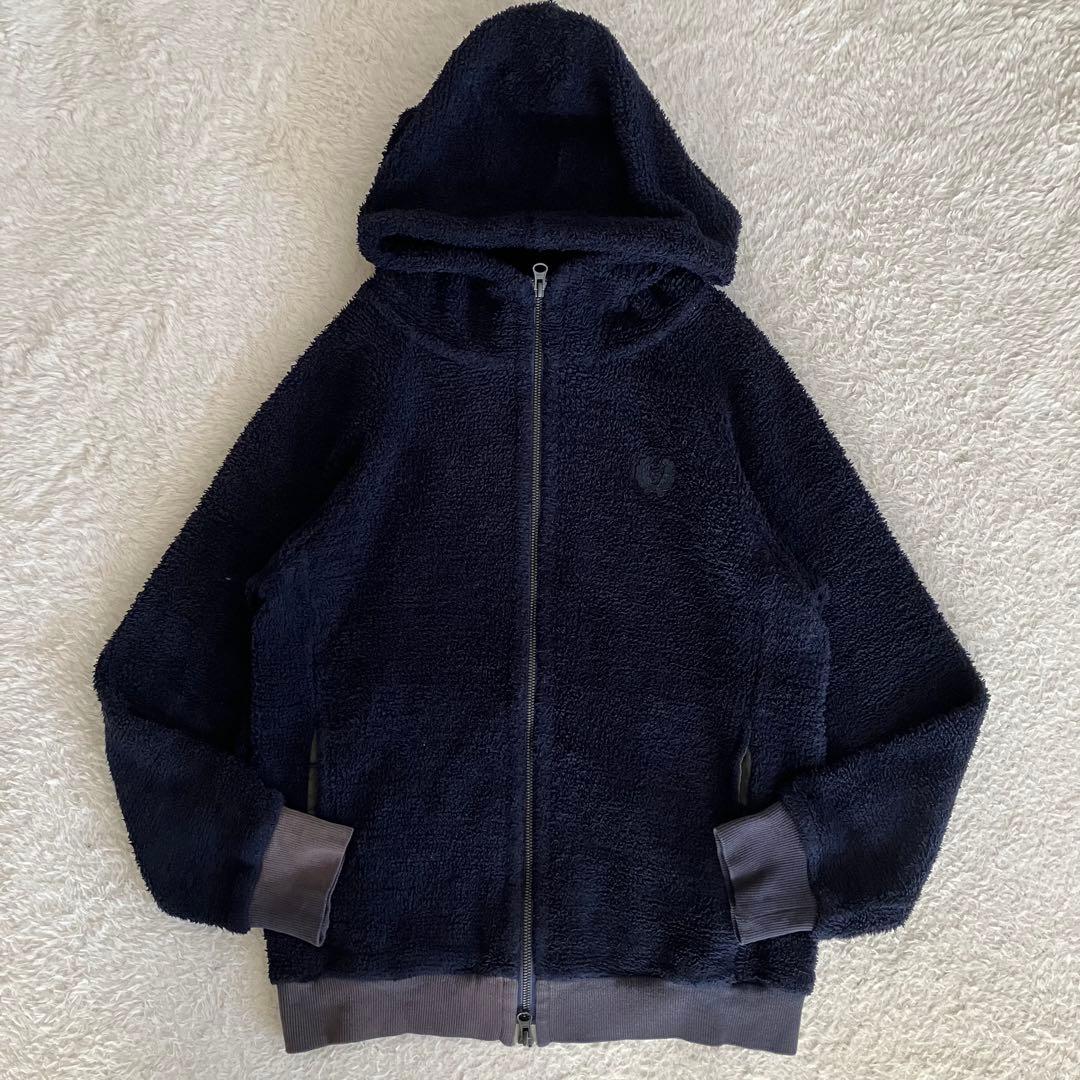希少 FRED PERRY パイル生地 ジップパーカー ロゴ ワッペン S 希少 FRED PERRY パイル生地 ジップパーカー ロゴ ワッペン S