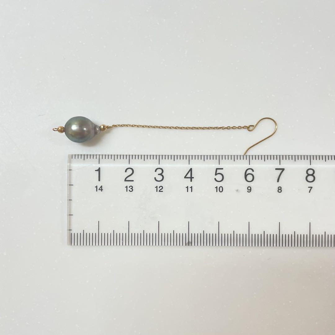 タヒチ産 黒真珠 パール ピアス 18k 18金