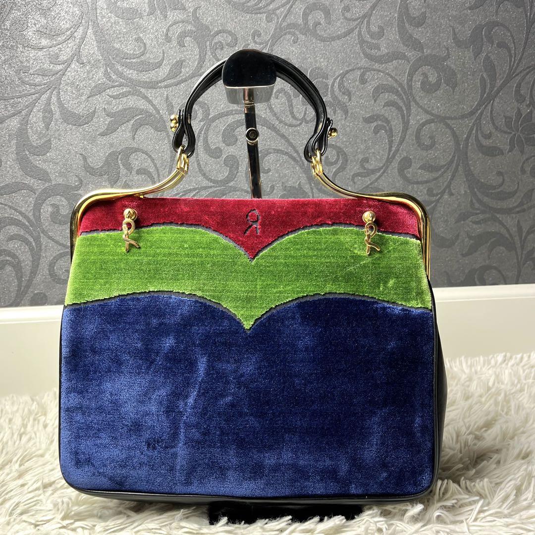 【美品✨】ロベルタディカメリーノ　ハンドバッグ　マルチカラー　金具　ロゴ