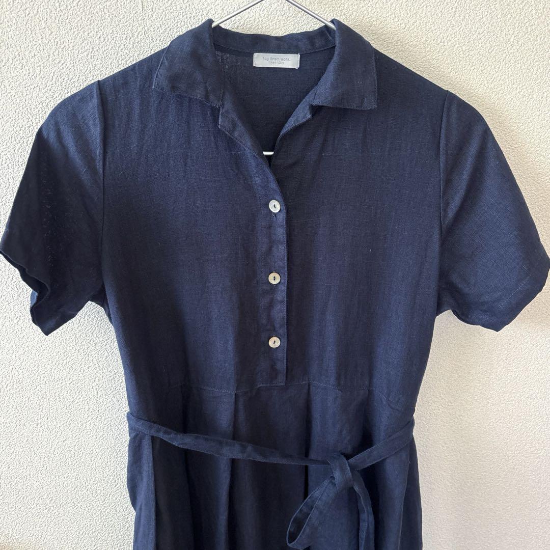 fog linen work リネンワンピース 後藤由紀子さんコラボ　ネイビー fog linen work リネンワンピース 後藤由紀子さんコラボ