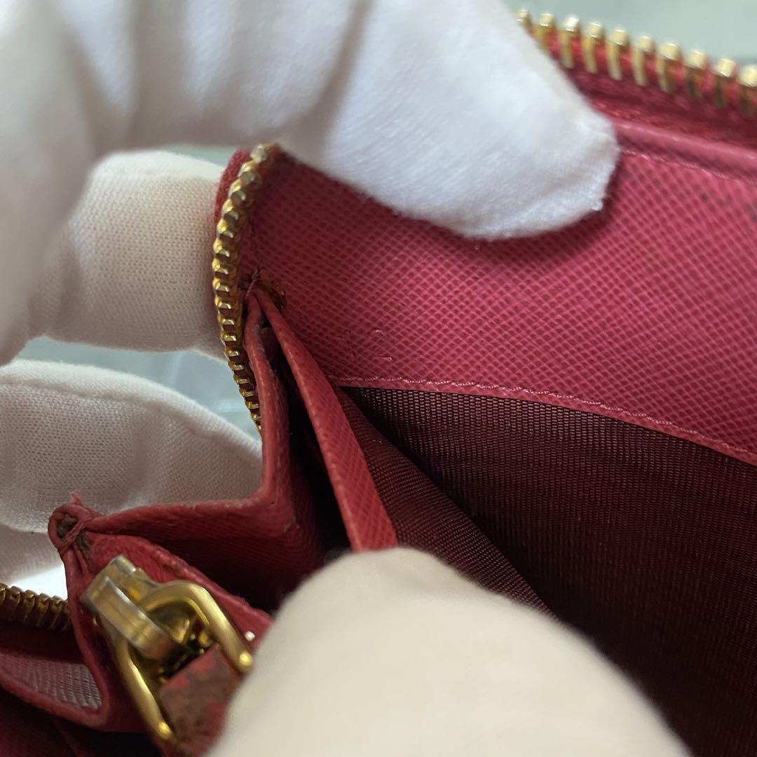 PRADA プラダ ラウンドファスナー 長財布 ピンク リボン サフィアーノ