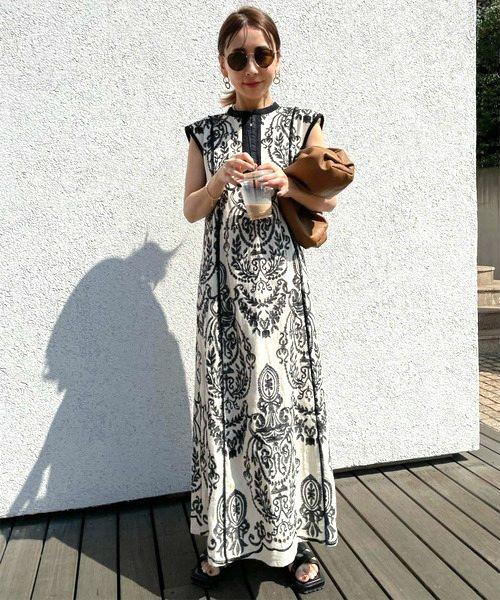 アメリヴィンテージ DAMASK EMBROIDERY LINEN DRESS アメリヴィンテージ DAMASK EMBROIDERY LINEN DRESS