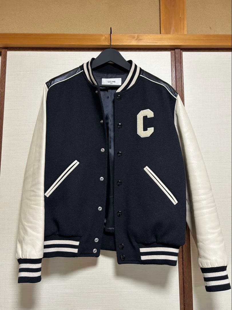 CELINE スタジャン ネイビー ホワイトL CELINE
