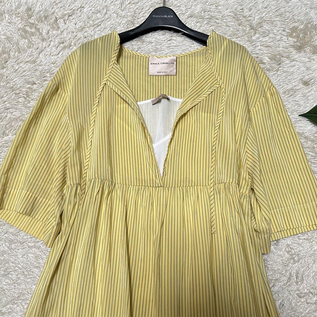 【特価】 極美品 エリカカヴァリーニ マキシワンピース イエロー ワンピース