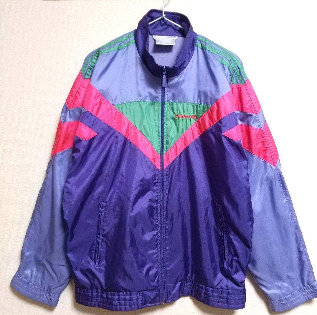 80s ビンテージ アディダス ナイロン トラックジャケット マルチ 万国旗