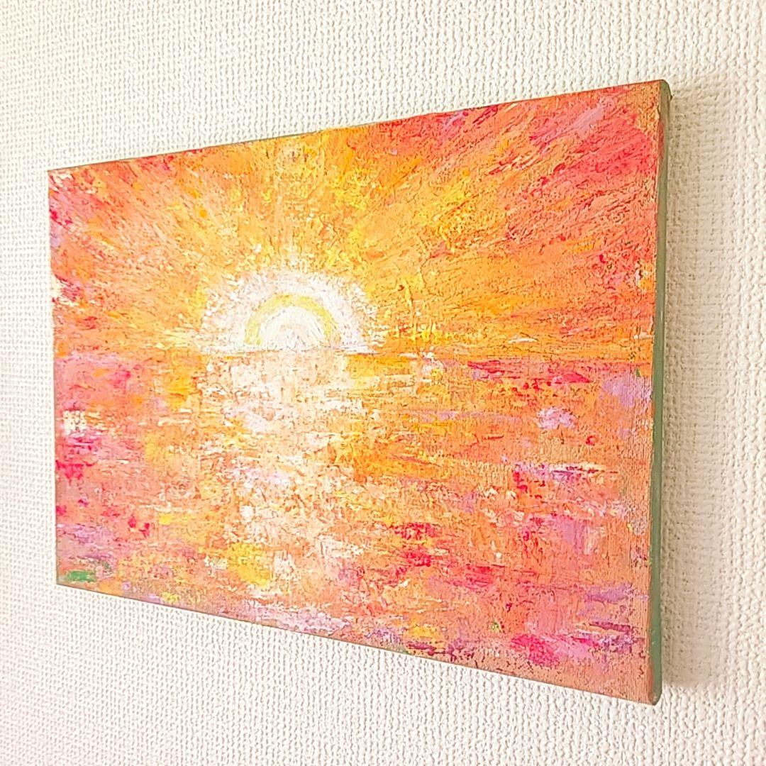 夕日の絵　夕陽の絵　風景画　絵画　アート　原画　オレンジの絵　hoomii