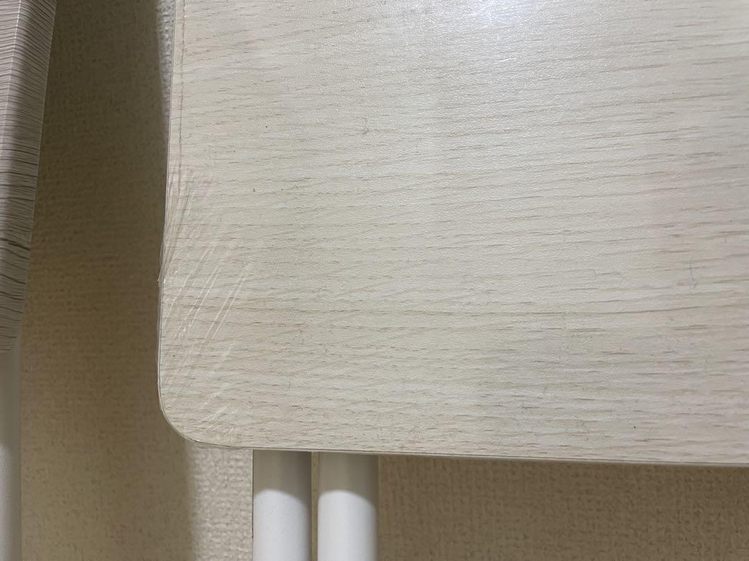 ニトリ折りたたみテーブル椅子2脚セット木目白