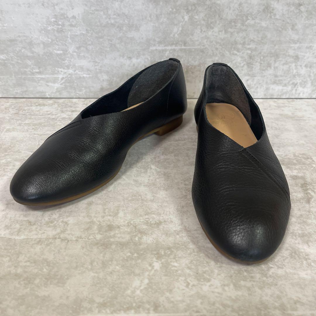 ⭐️美品⭐️ENあしながおじさん Vカット フラットシューズ 黒
