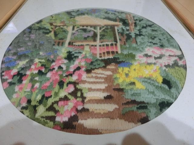 刺繍アート作品 庭園の風景