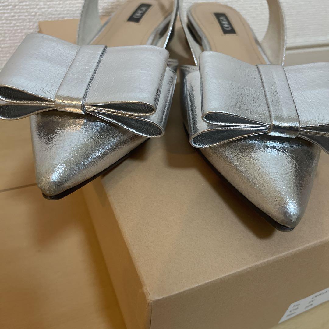 OHGA ビッグリボンパンプス シルバー 22.5㎝