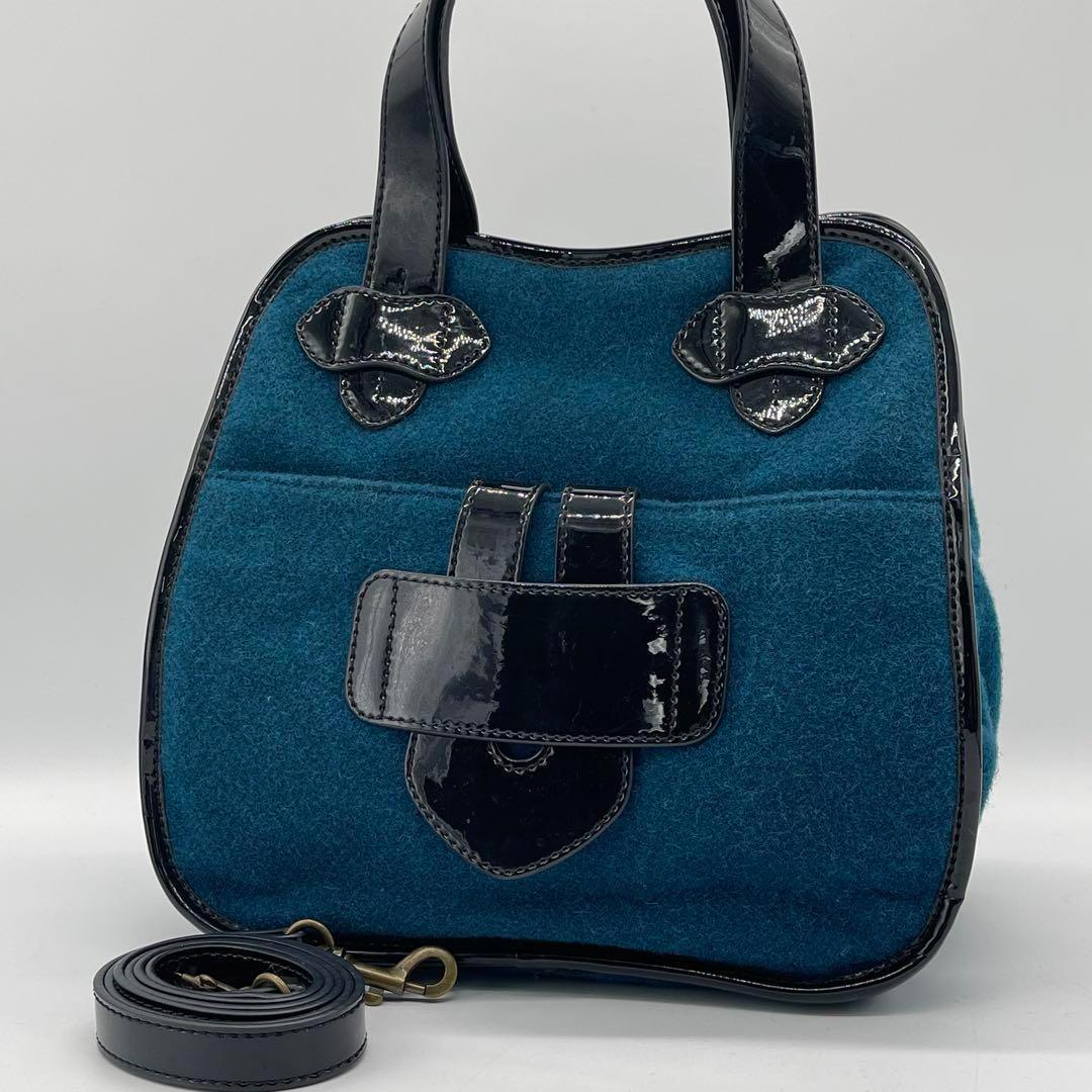 【美品】TILA MARCH ゼリグ ハンドバッグ 2way フェルト ブルー