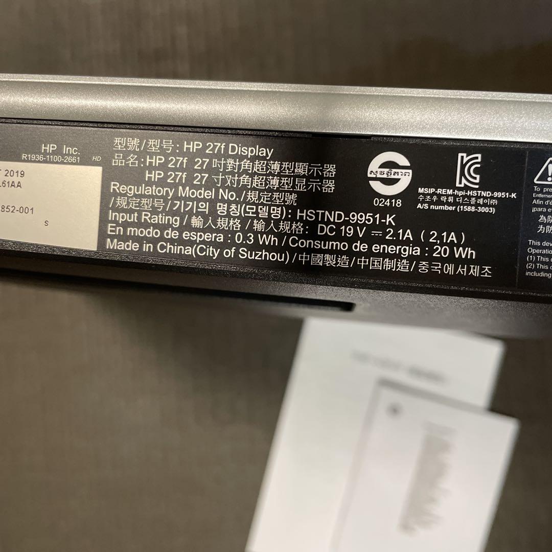 hp ヒューレットパッカード　27f ディスプレイモニター