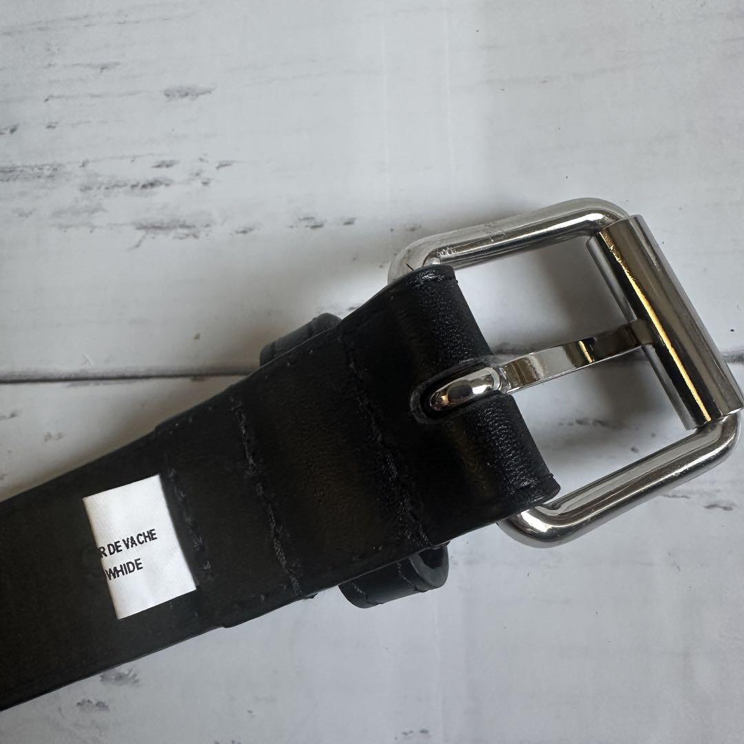 美品【 COMME des GARCONS 】ロゴ ベルト レザー S 黒