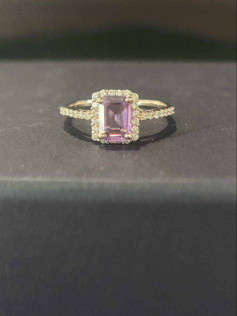 【超希少石】パープルサファイア　ダイヤモンドリング18金0.96ct 15号