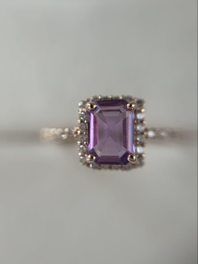 【超希少石】パープルサファイア　ダイヤモンドリング18金0.96ct 15号