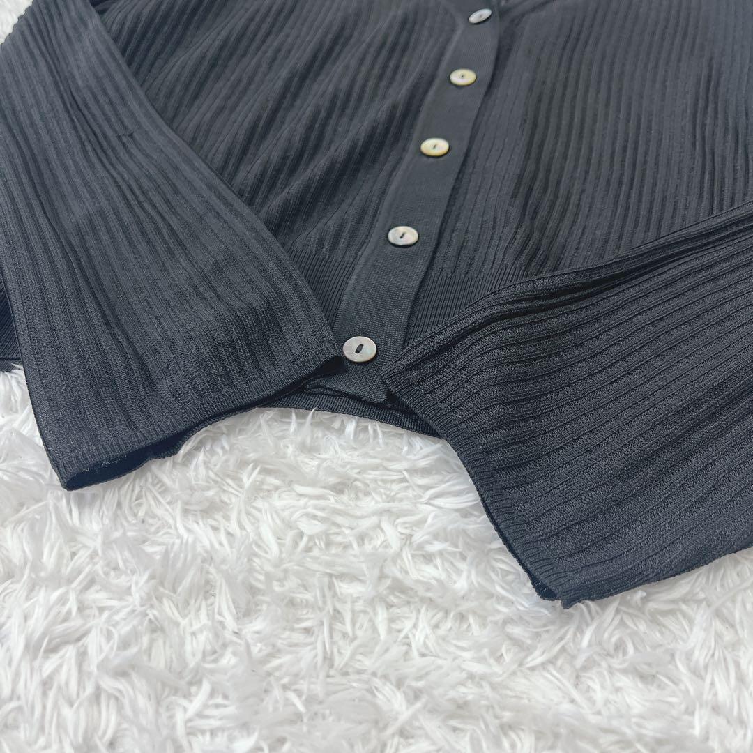 【極美品】アニュアンス シアーリブアンサンブルニット ラメ入りブラック 24SS セットアップ対応】シアーラメリブニットトップス（ニット
