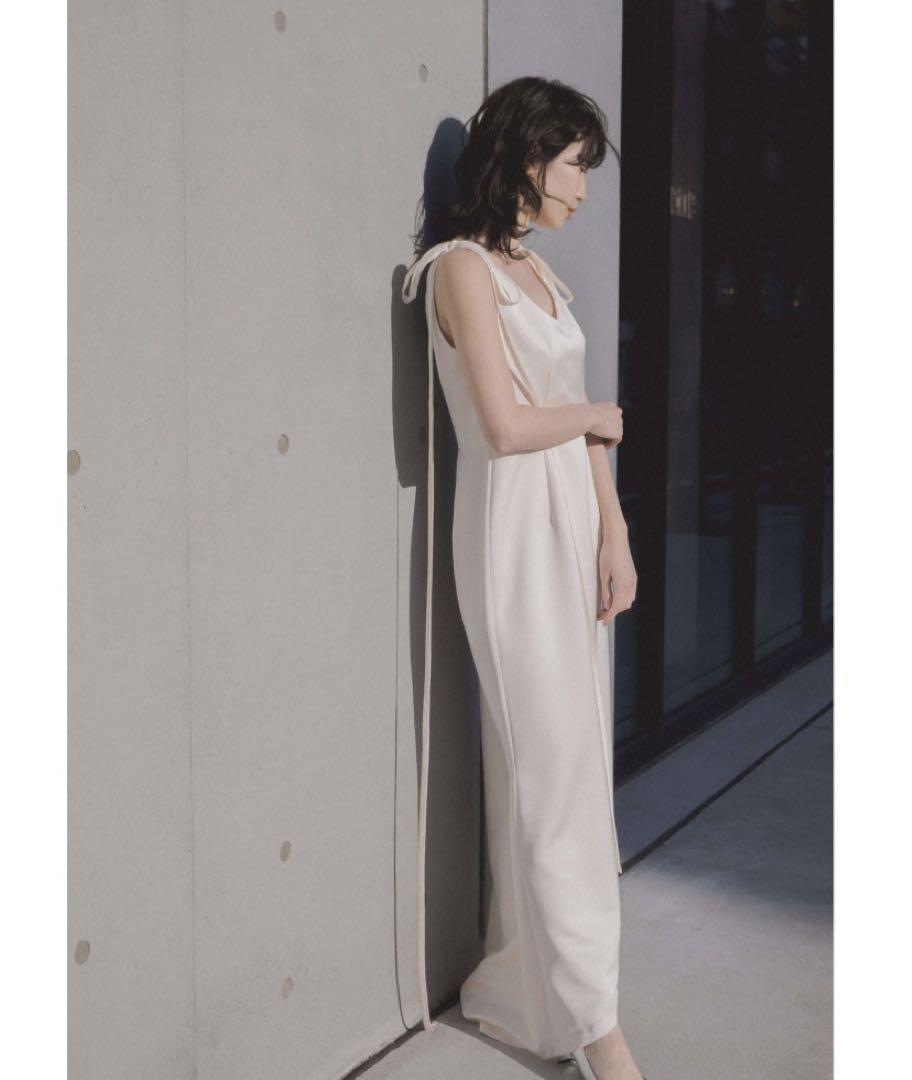 kaene サテンリボンドレスwhite collection