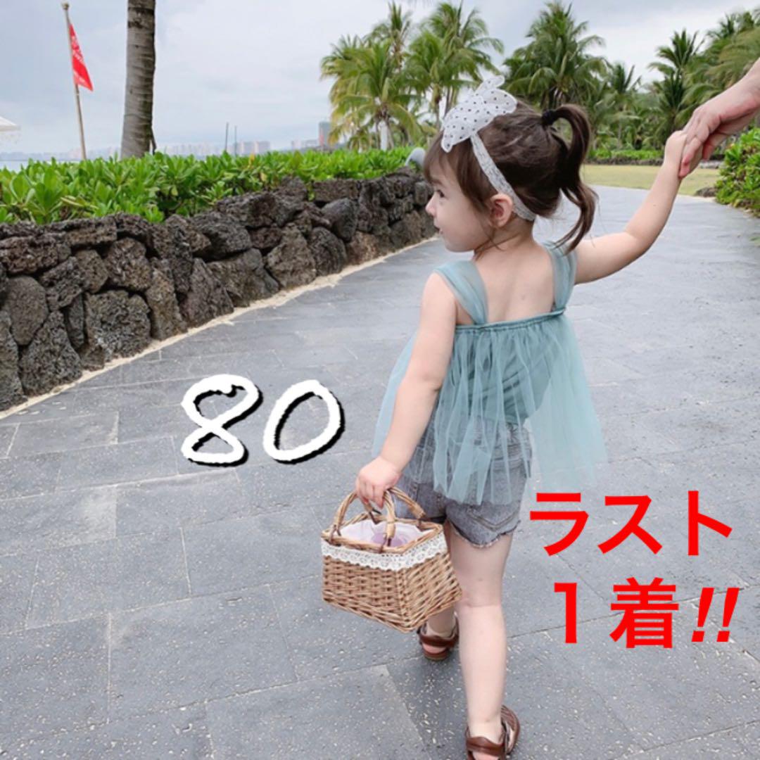 チュールキャミソール くすみグリーン 緑 女の子 夏服 子ども服 80 メーカー直売 チュールキャミソール くすみグリーン 緑 女の子 夏服 子ども服 80 メーカー直売