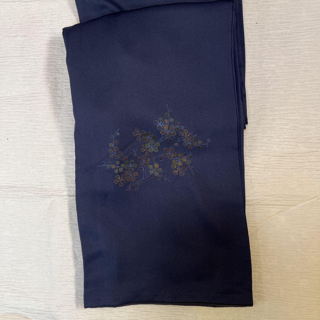 限定SALE定番 ⭐︎付下げ 花部分刺繍あり 斎藤三才の三才鳥の六通袋帯セット⭐︎ s8zqv-m71479013720 正絹 濃紺に梅柄 再入荷即納