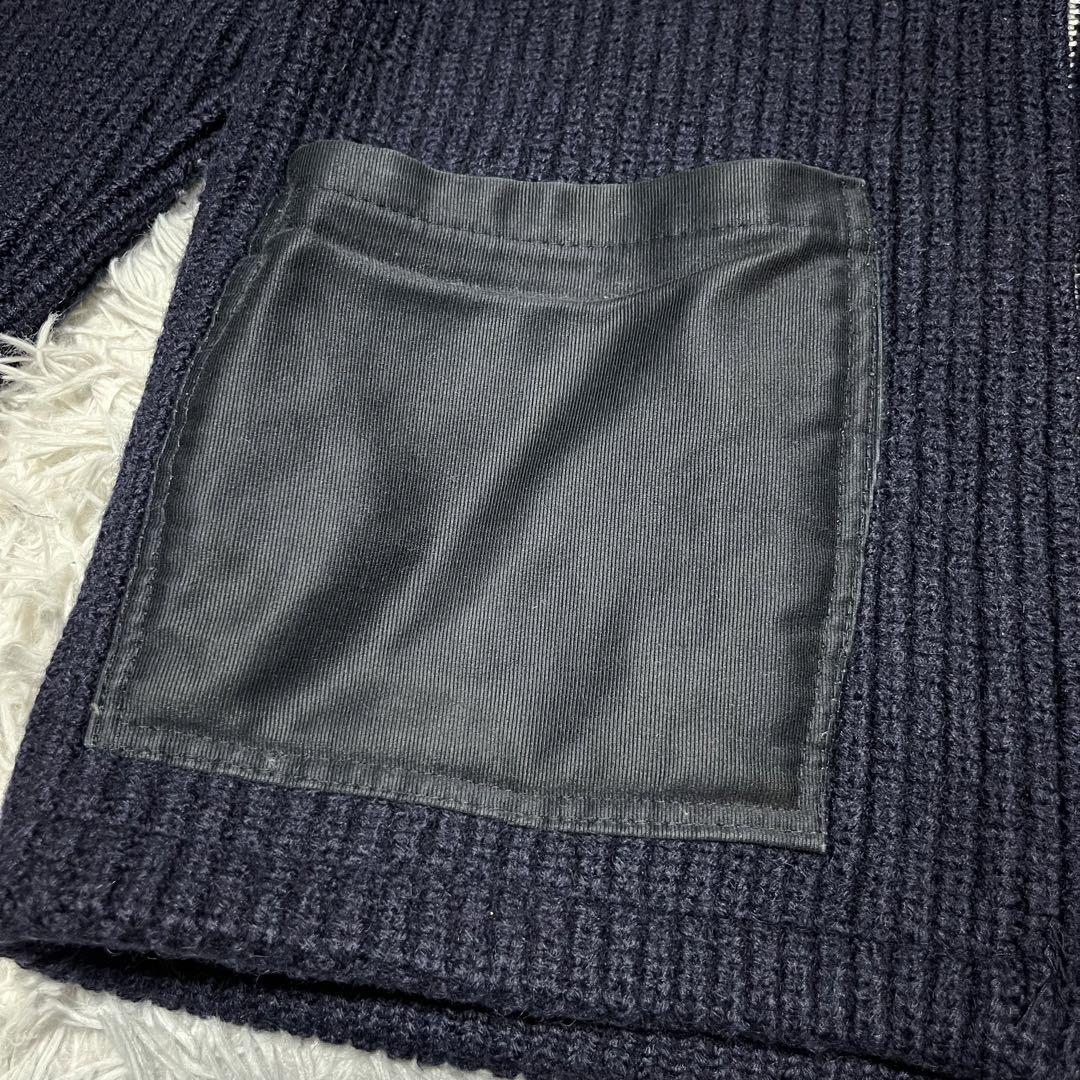 【美品】BLUE BLUE 圧縮加工 ヘビーウールパーカー ネイビーブルー