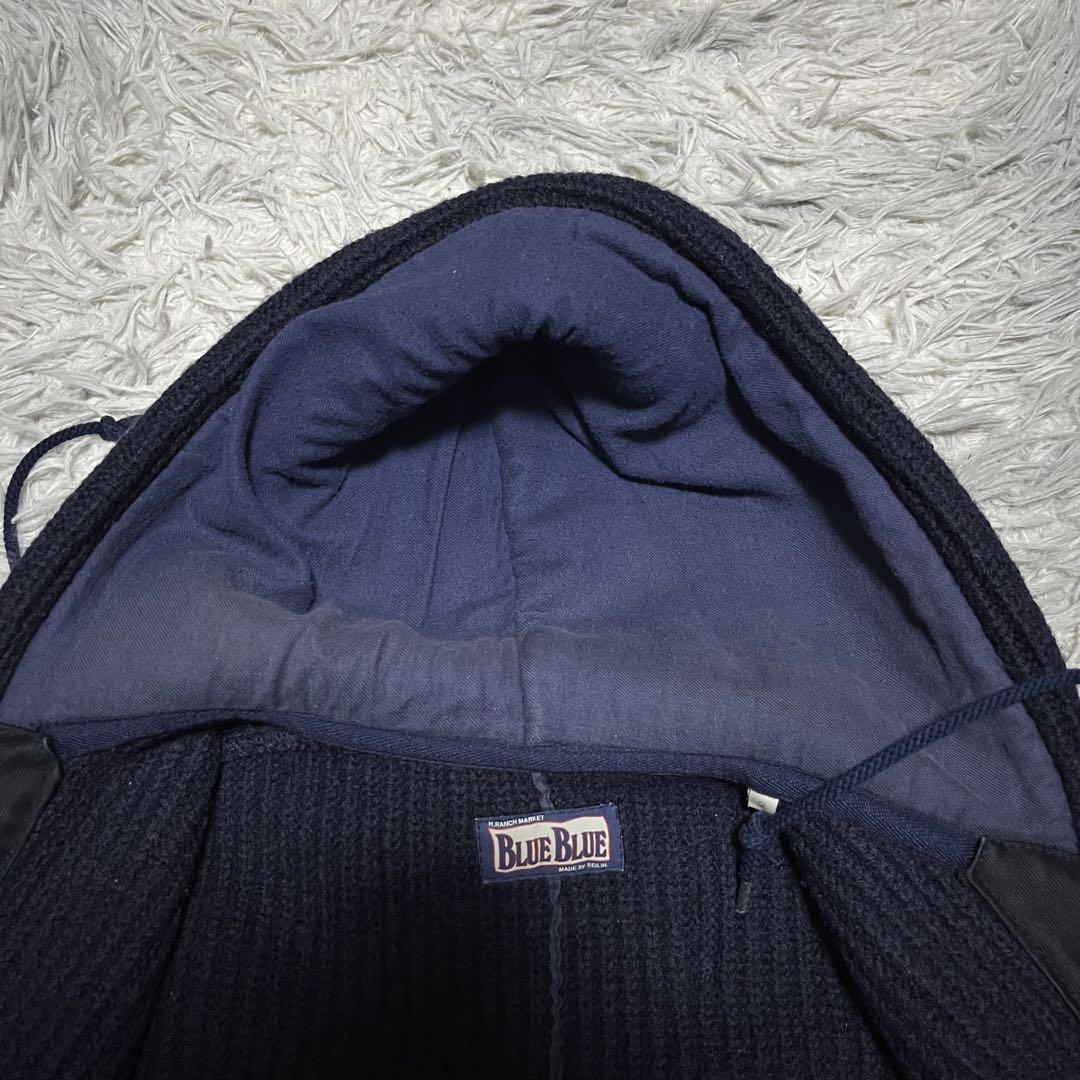 【美品】BLUE BLUE 圧縮加工 ヘビーウールパーカー ネイビーブルー