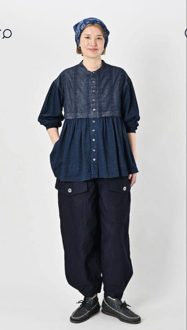45R ⭐︎美品 デニムカットワーク✖️天竺ブラウスインディゴ