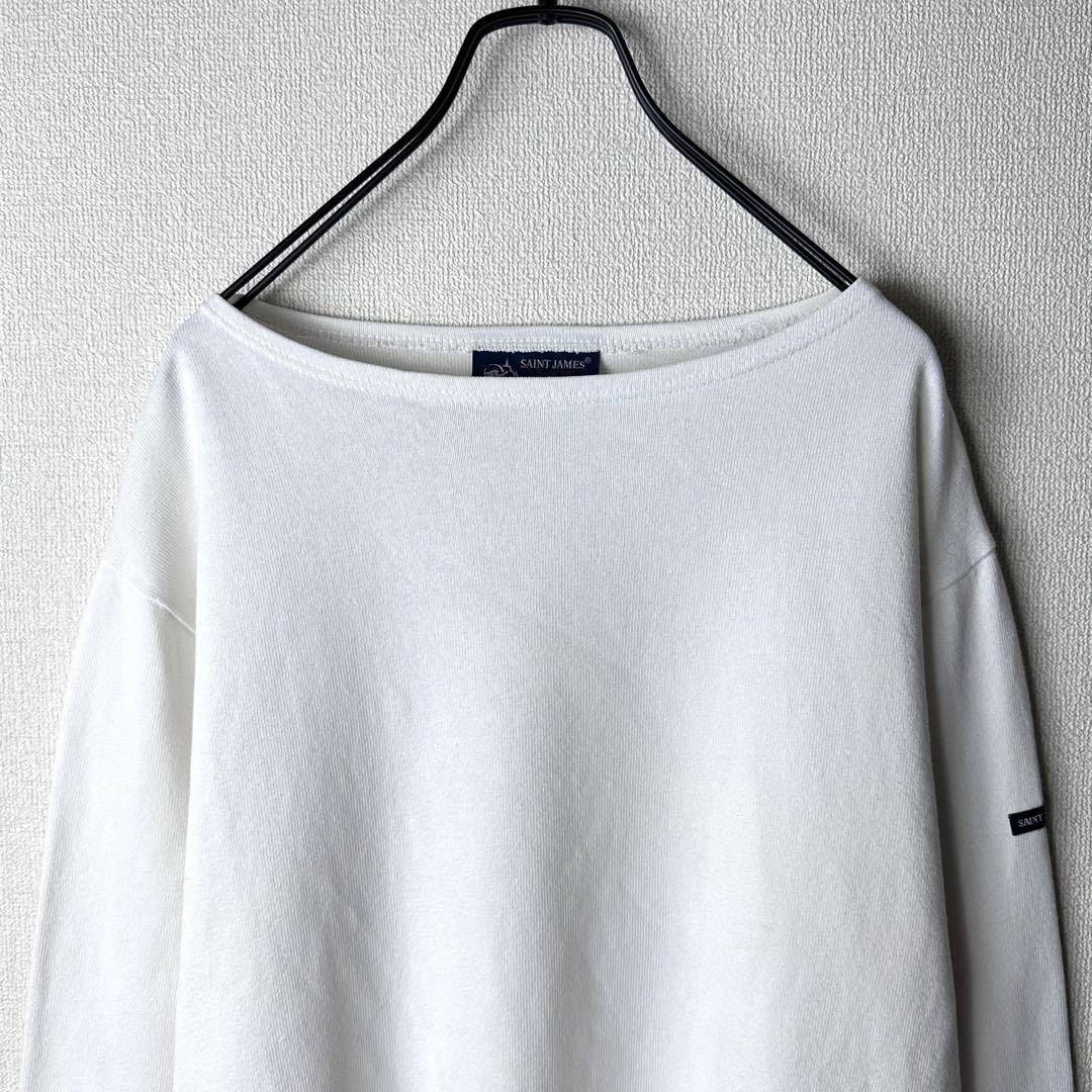極美品　セントジェームス　長袖　バスクシャツ　ウェッソン　L ホワイト　白 SAINT JAMES Saint James セントジェームス/ウェッソン/バスク