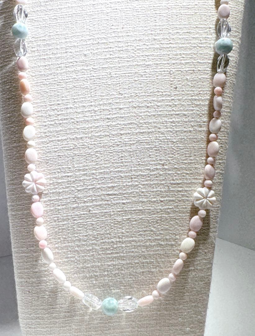 クイーンコンクシェルラリマー水晶ネックレスNO25-.2356