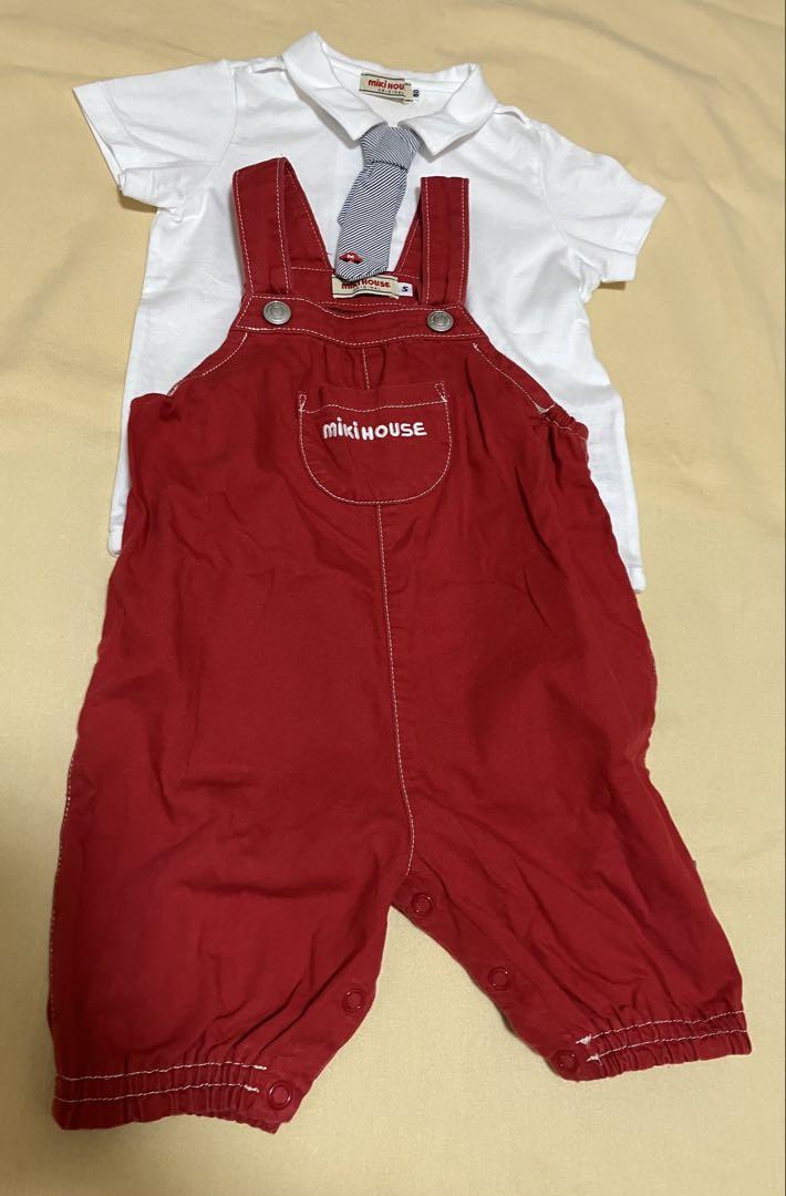 ミキハウス　オーバーオール　ネクタイ付きシャツのセット　美品