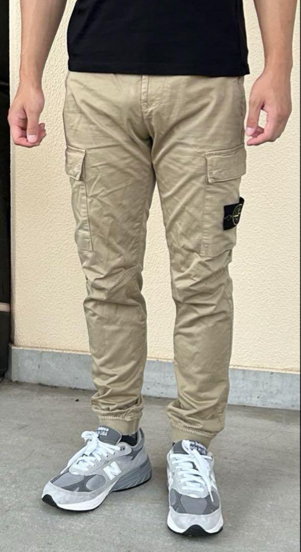 ストーンアイランド　stone island カーゴパンツ　ベージュ　リブ付き
