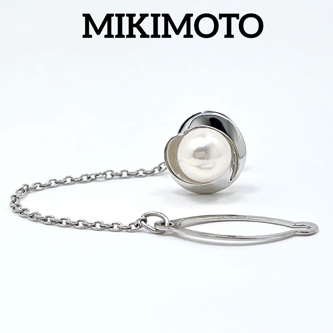 ミキモト　タイタック　ピン部分k18 ホワイトゴールド　一粒　ネクタイピン MIKIMOTO ミキモト パール ネクタイピン タイピン タイタック