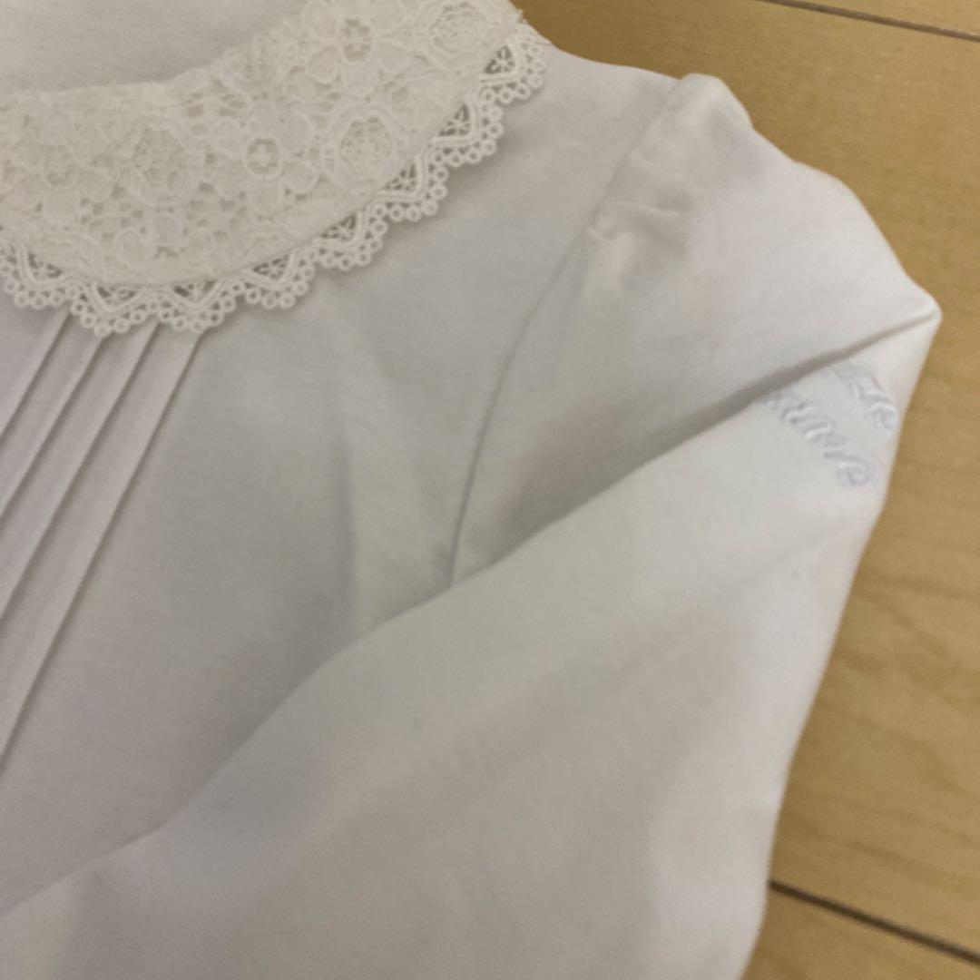 美品　ホワイト 長袖ブラウス レース襟